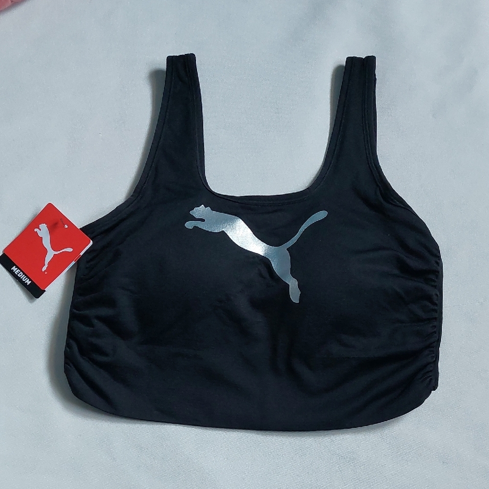 Puma Black Sports Seamless  Bra with Racerback Size‎ M